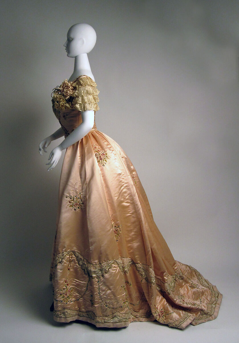Evening ensemble, Jeanne Hallée (French, 1870–1924), (a–d) silk; (c, d) leather, European