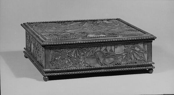 Box, Designed by Louis C. Tiffany (American, New York 1848–1933 New York), Favrile glass, bronze, American 