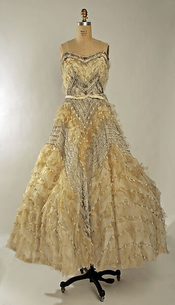 Evening dress, Fontana (Italian, founded 1943), silk, horsehair, plastic, glass, Italian 