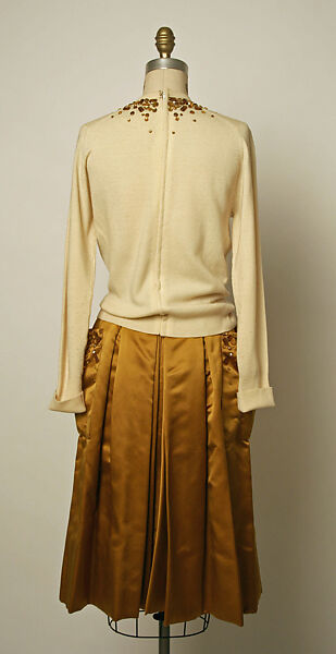 Evening ensemble, Rose Simon, cashmere, silk, glass, American