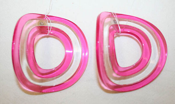 Earrings, Montes de Oca, plastic (acrylic), Colombian 