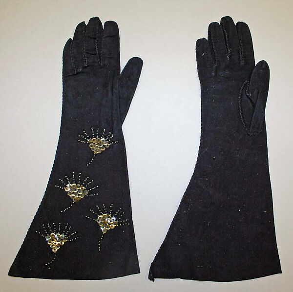Gloves, Saks Fifth Avenue (American, founded 1924), suede, metal, plastic, American or European 