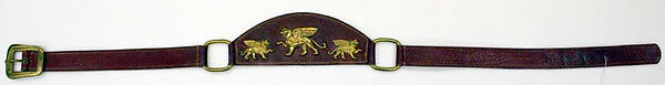 Belt, Phelps (American, founded 1940), leather, brass, American 