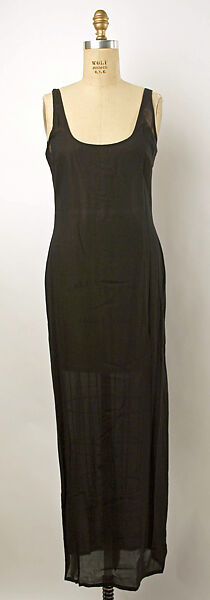 Evening dress, a) silk, synthetic, jet; b) silk, probably British