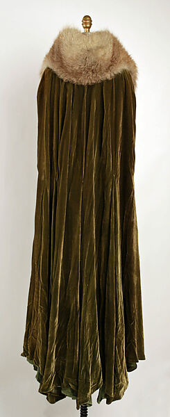 Evening cape, House of Vionnet (French, active 1912–14; 1918–39), silk, fur, French