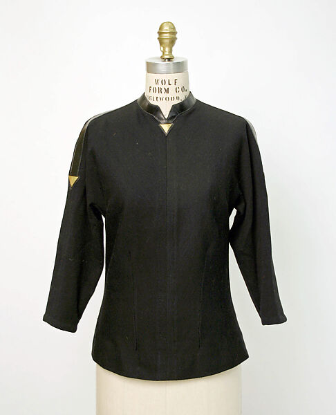 Overblouse, Fernande Desgranges (French), wool, leather, metal, plastic (vinyl), French 