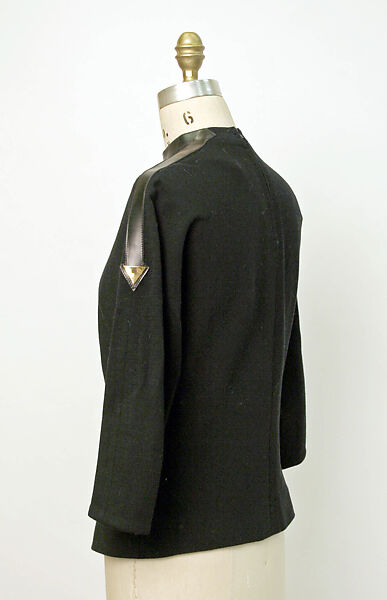 Overblouse, Fernande Desgranges (French), wool, leather, metal, plastic (vinyl), French