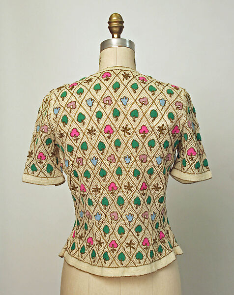 Cocktail sweater, Kargère (French), wool, metallic threads, French