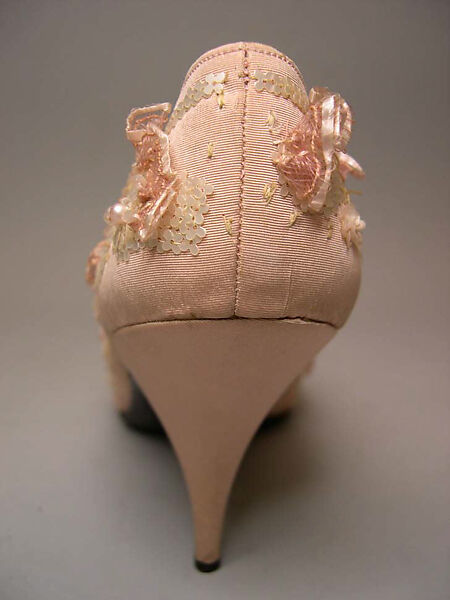 Evening shoes, Christian Dior (French, Granville 1905–1957 Montecatini), silk, plastic, glass, straw, French