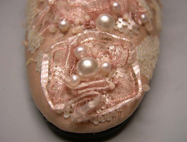 Evening shoes, Christian Dior (French, Granville 1905–1957 Montecatini), silk, plastic, glass, straw, French