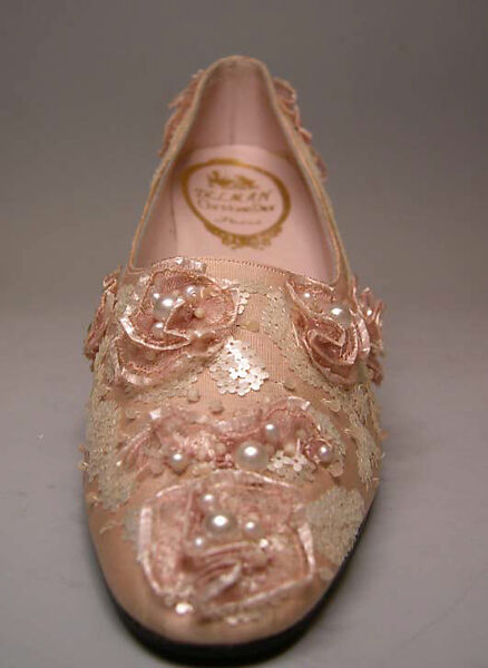 Evening shoes, Christian Dior (French, Granville 1905–1957 Montecatini), silk, plastic, glass, straw, French