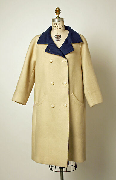 Coat, House of Balenciaga (French, founded 1937), wool, linen, silk, French 