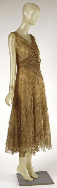 Cocktail dress, House of Vionnet (French, active 1912–14; 1918–39), silk, metallic thread, net, French