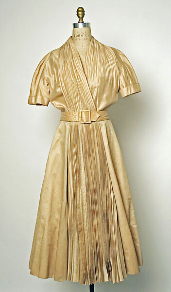 Dress, Jacques Fath (French, 1912–1954), silk, rayon, leather, French 