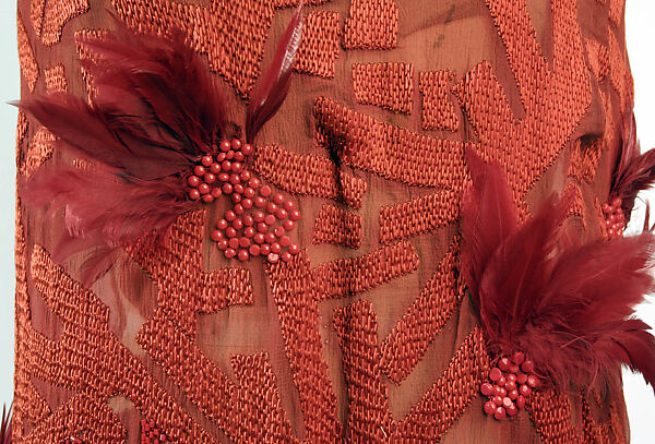 "Josephine Baker" dress, Attributed to House of Drecoll (French, 1902–1931), silk, glass beads, feathers, French