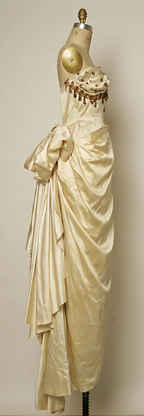 Evening dress, Jacques Fath (French, 1912–1954), silk (probably), glass, simulated pearls, French