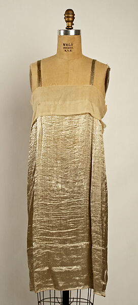Evening dress, cotton, beads, French