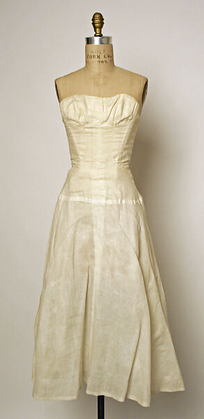 Cocktail dress, Jacques Fath (French, 1912–1954), cotton, bone, leather, French