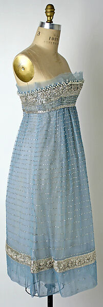 Evening dress, House of Dior (French, founded 1946), nylon, rhinestones (strass), simulated pearls, French