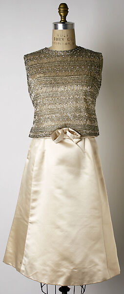 Evening dress, House of Dior (French, founded 1946), silk, crystal beading, metallic thread, French 