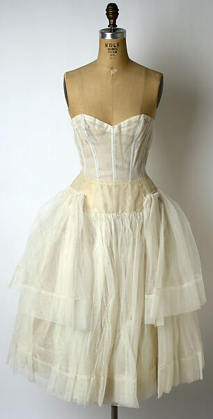 Dinner dress, House of Dior (French, founded 1946), cotton, nylon, French