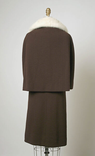 Ensemble, House of Balenciaga (French, founded 1937), wool, fur, French