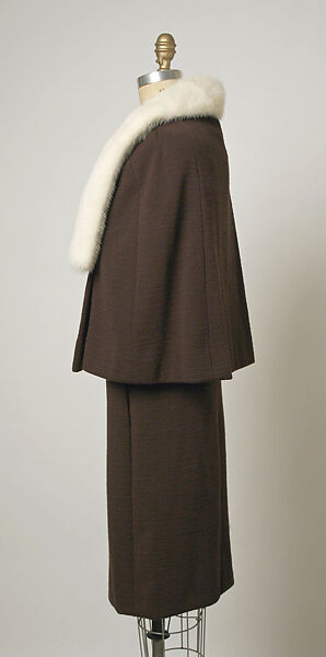 Ensemble, House of Balenciaga (French, founded 1937), wool, fur, French
