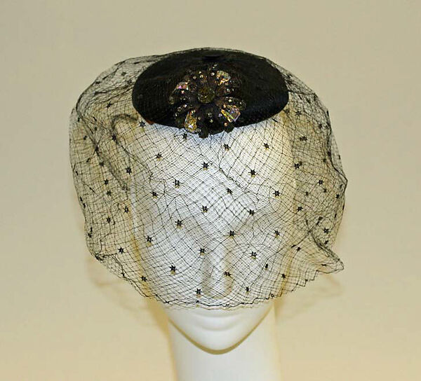 Evening ensemble, House of Balenciaga (French, founded 1937), (a) silk; (b) silk, glass, metal, French