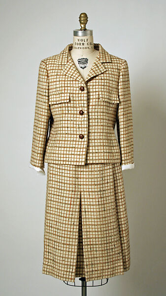 Ensemble, House of Balenciaga (French, founded 1937), wool, linen, silk, French 