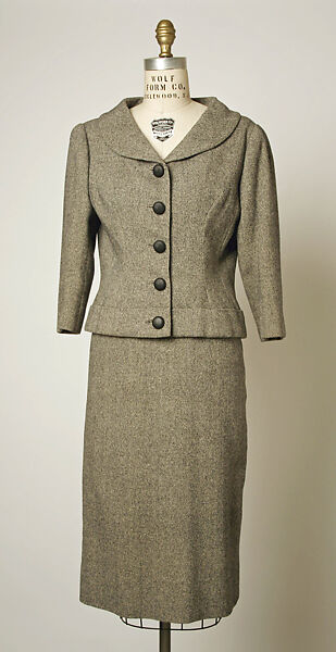 Suit, House of Balenciaga (French, founded 1937), wool, wood, French 
