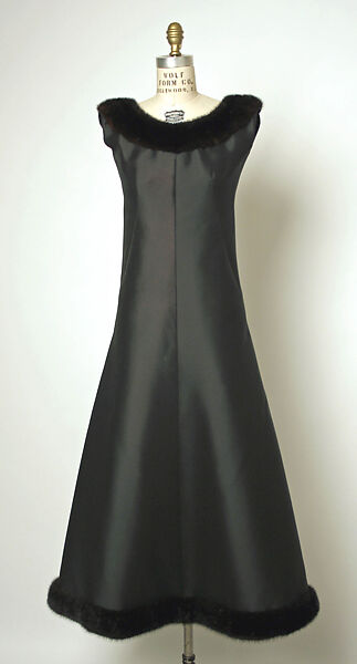Evening dress, House of Balenciaga (French, founded 1937), silk, fur (mink), French 