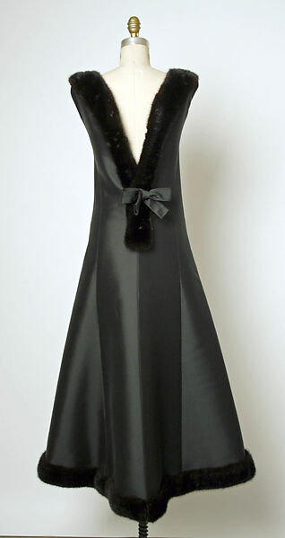 Evening dress, House of Balenciaga (French, founded 1937), silk, fur (mink), French