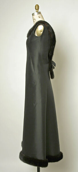 Evening dress, House of Balenciaga (French, founded 1937), silk, fur (mink), French