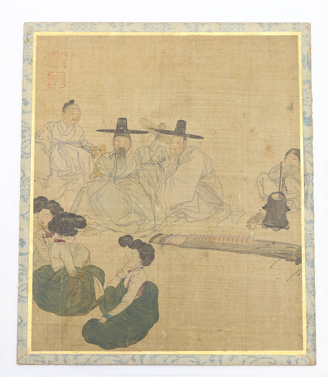 Genre Paintings, Unidentified artist, Album of four leaves; ink and color on silk, Korea