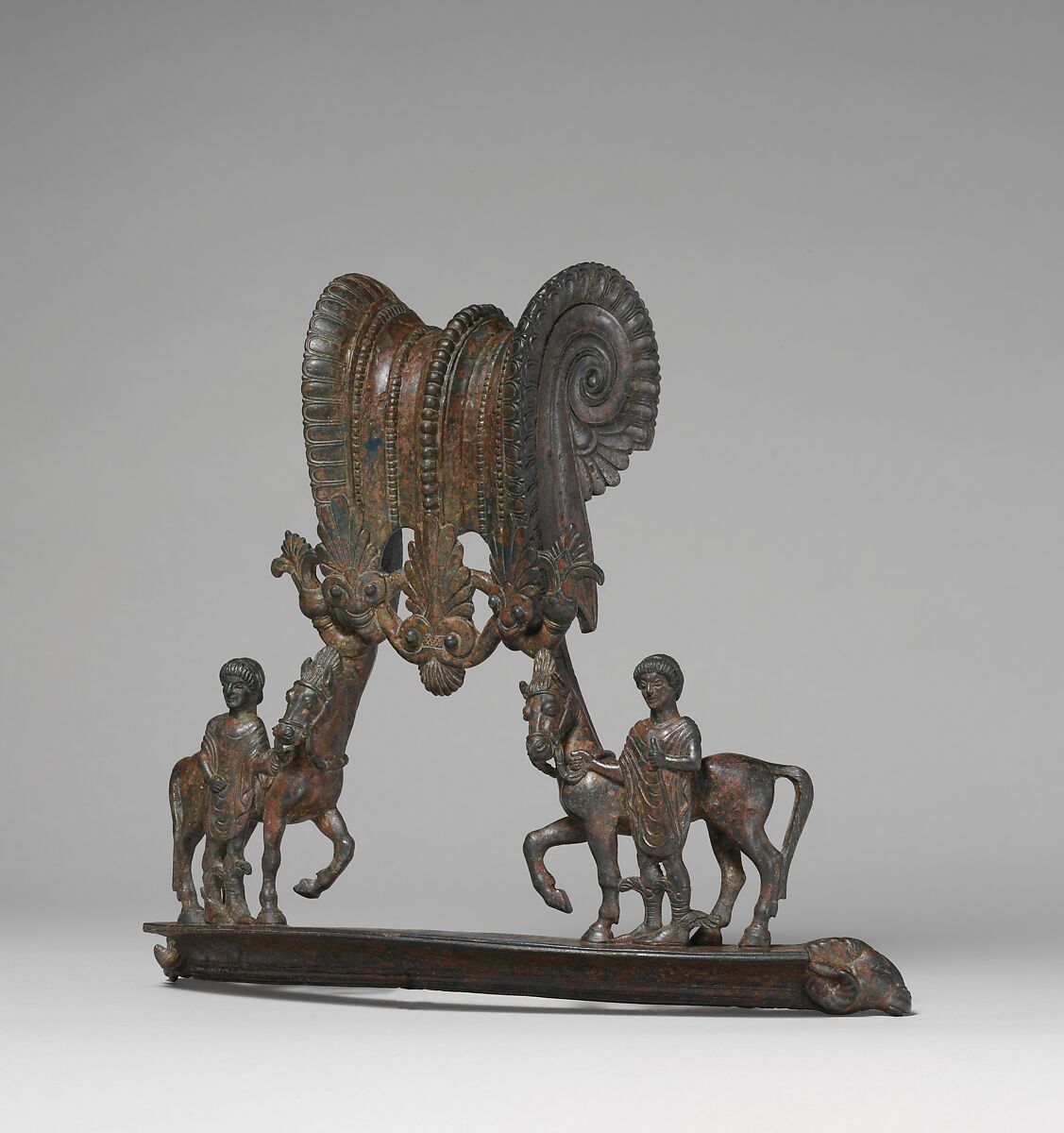 Bronze handles from a large volute-krater (vase for mixing wine and water), Bronze, Etruscan