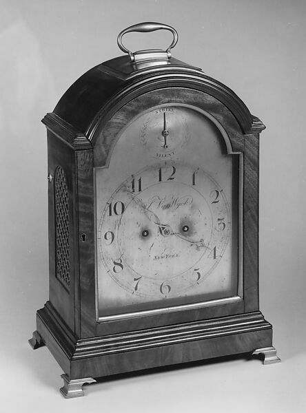 Bracket Clock, Stephen Van Wyck, Mahogany, white oak, brass, American 