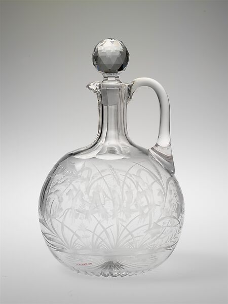 Decanter, Possibly engraved by Henry Leighton, Blown, cut, and engraved glass, American 