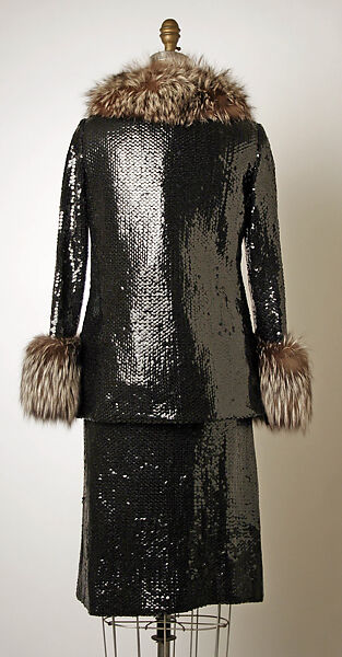 Evening ensemble, Bill Blass Ltd. (American, founded 1970), rayon, plastic, fur, American