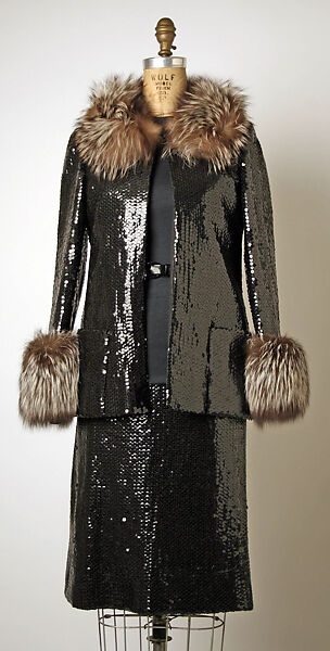 Evening ensemble, Bill Blass Ltd. (American, founded 1970), rayon, plastic, fur, American
