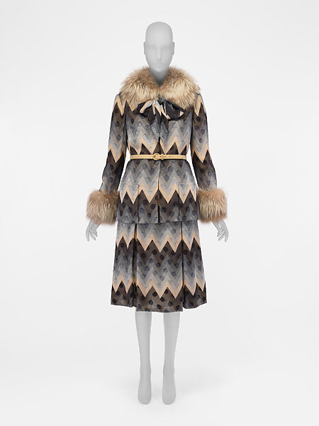 Evening ensemble, Bill Blass Ltd. (American, founded 1970), silk, leather, American 