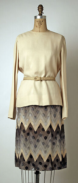 Evening ensemble, Bill Blass Ltd. (American, founded 1970), silk, leather, American