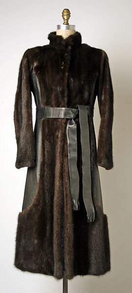 Coat, Bill Blass Ltd. (American, founded 1970), fur, leather, American 