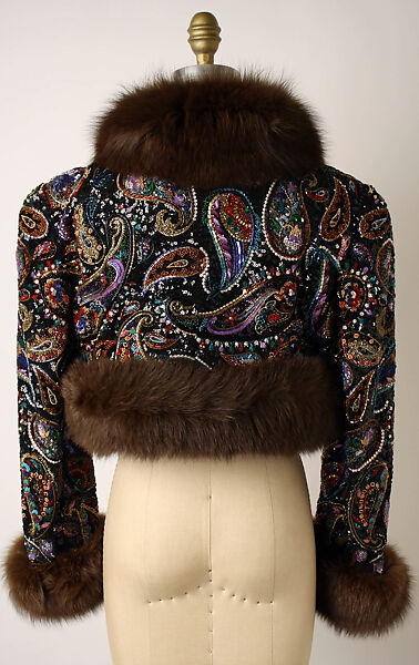 Evening bolero, Oscar de la Renta, LLC. (American, founded 1965), silk, plastic, fur, American