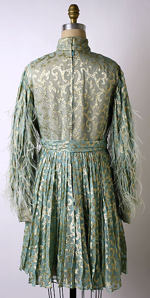 Evening dress, Oscar de la Renta, LLC. (American, founded 1965), silk, metal, feathers, American