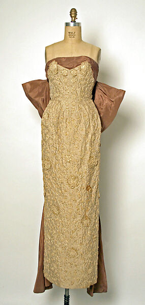 Evening dress, Jean Dessès (French (born Egypt), Alexandria 1904–1970 Athens), silk, cotton, plastic, French 