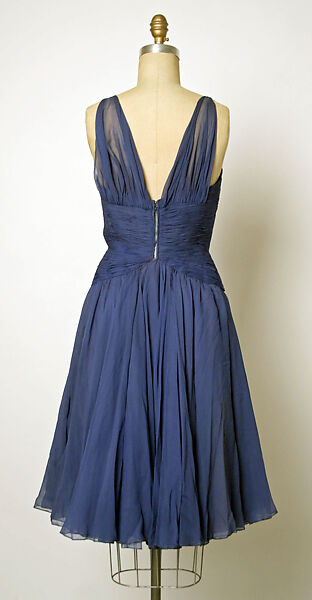 Evening dress, Jean Dessès (French (born Egypt), Alexandria 1904–1970 Athens), silk, synthetic fiber, French