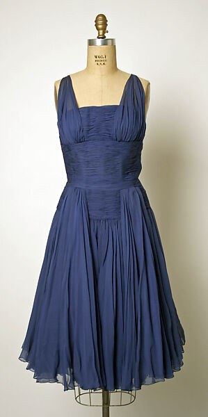 Evening dress, Jean Dessès (French (born Egypt), Alexandria 1904–1970 Athens), silk, synthetic fiber, French