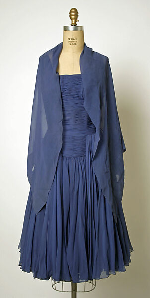 Evening dress, Jean Dessès (French (born Egypt), Alexandria 1904–1970 Athens), silk, synthetic fiber, French 