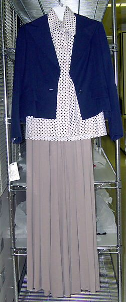 Ensemble, Geoffrey Beene (American, Haynesville, Louisiana 1927–2004 New York), (a) wool, plastic, synthetic fiber; (b) silk, plastic; (c) wool; (d) silk; (e) leather, metal, American