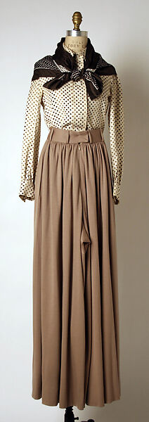 Ensemble, Geoffrey Beene (American, Haynesville, Louisiana 1927–2004 New York), (a) wool, plastic, synthetic fiber; (b) silk, plastic; (c) wool; (d) silk; (e) leather, metal, American